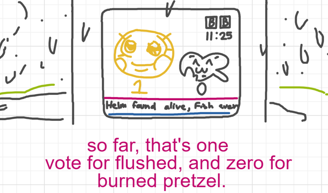 A panel from I've Been Everywhere, Man, episode nine of the Board Boards object show by Furretwalk/WalkingFurret.